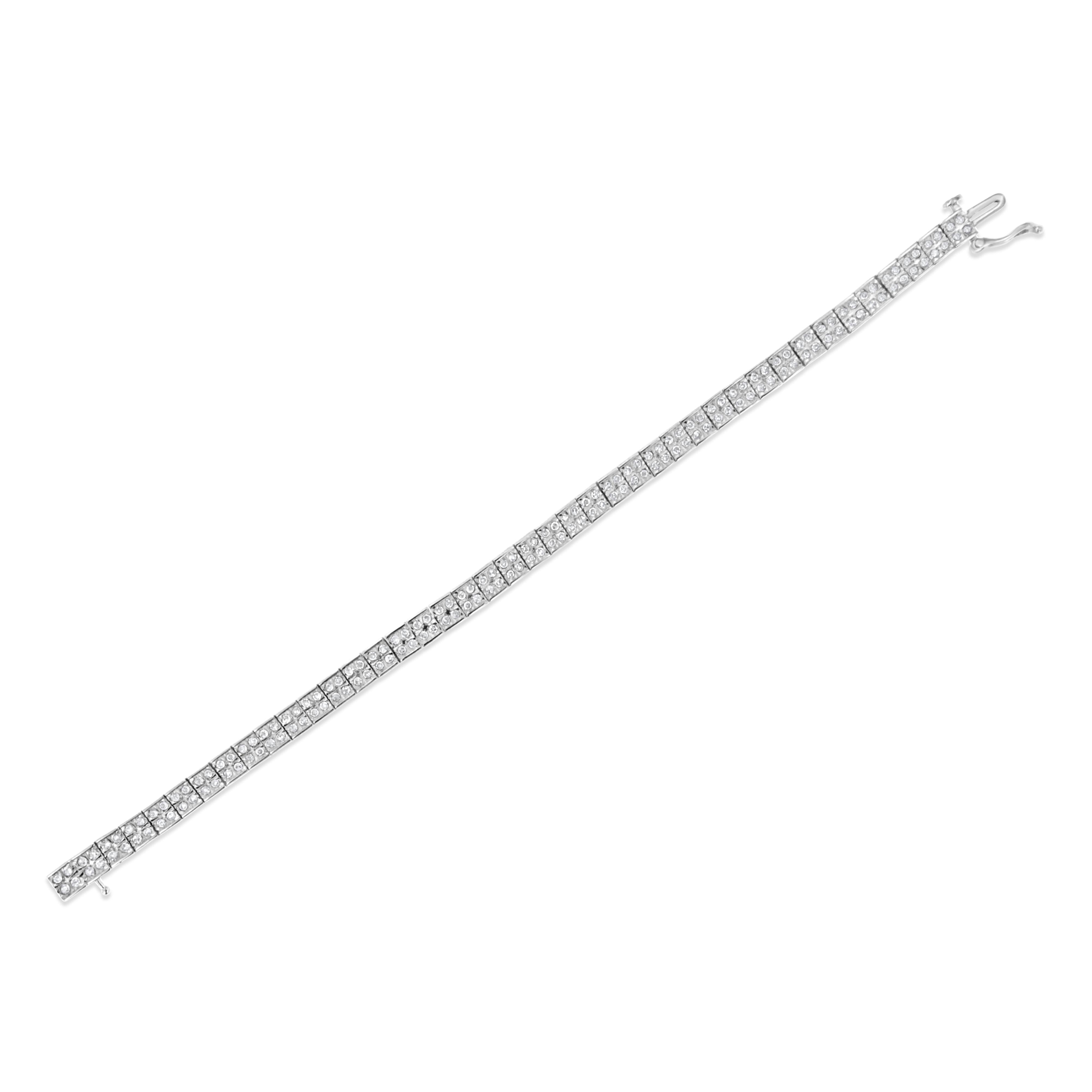 .925 Sterling Silver 2 Cttw Prong Set Round-Cut Diamond 4 Stone Box Link Bracelet I-J Color, I3 Clarity - 7.25" on sale at MyriadMart