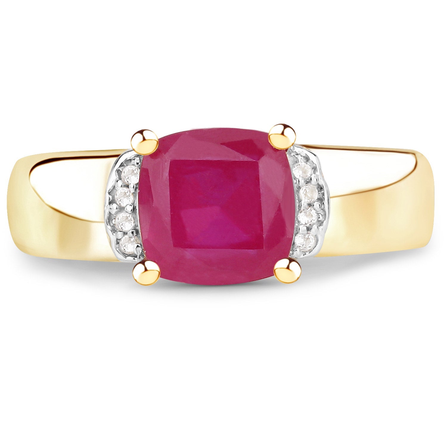 3.44 Carat Glass Filled Ruby and White Topaz .925 Sterling Silver Ring on sale at MyriadMart