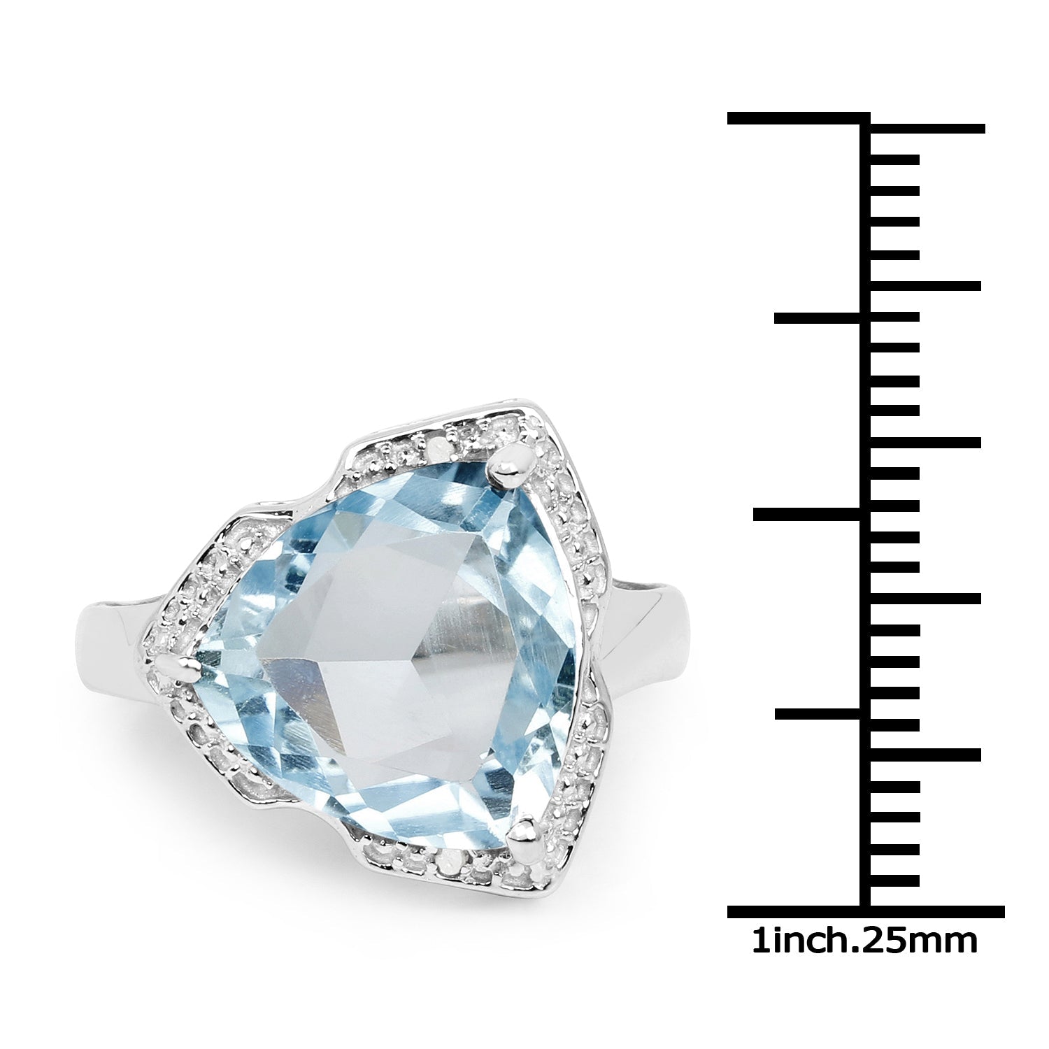 8.30 Carat Genuine Blue Topaz & White Diamond .925 Sterling Silver Ring on sale at MyriadMart