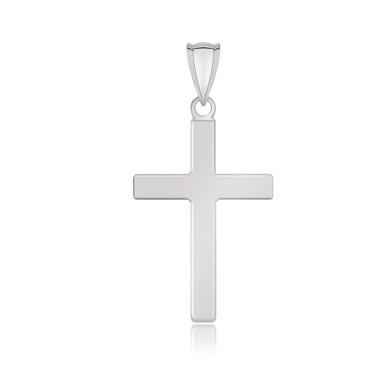 14k White Gold Flat Design Cross Pendant on sale at MyriadMart