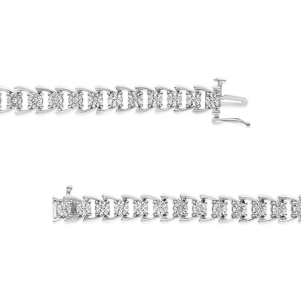 .925 Sterling Silver 1/4 Cttw Miracle Set Round Diamond Composite Open Linked Composite Line Bracelet I-J Color, I3-Promo Clarity - 7.5" on sale at MyriadMart