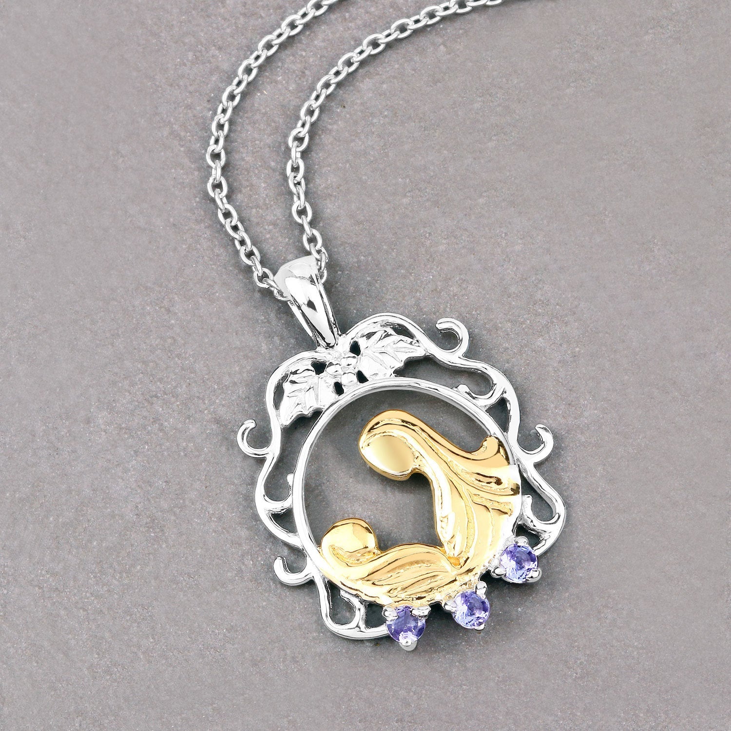 0.11 Carat Genuine Tanzanite .925 Sterling Silver Pendant on sale at MyriadMart