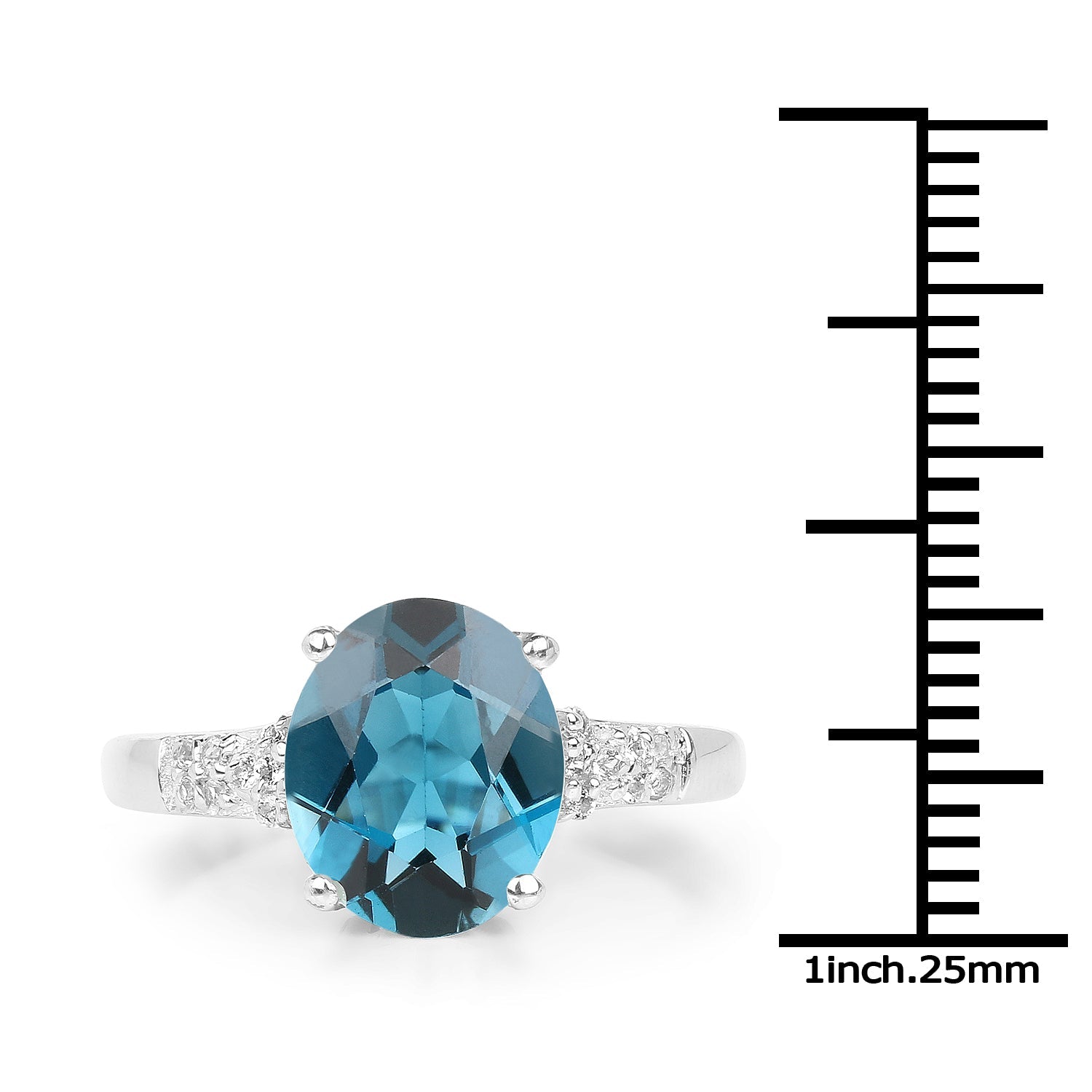 2.64 Carat Genuine London Blue Topaz and White Topaz .925 Sterling Silver Ring on sale at MyriadMart