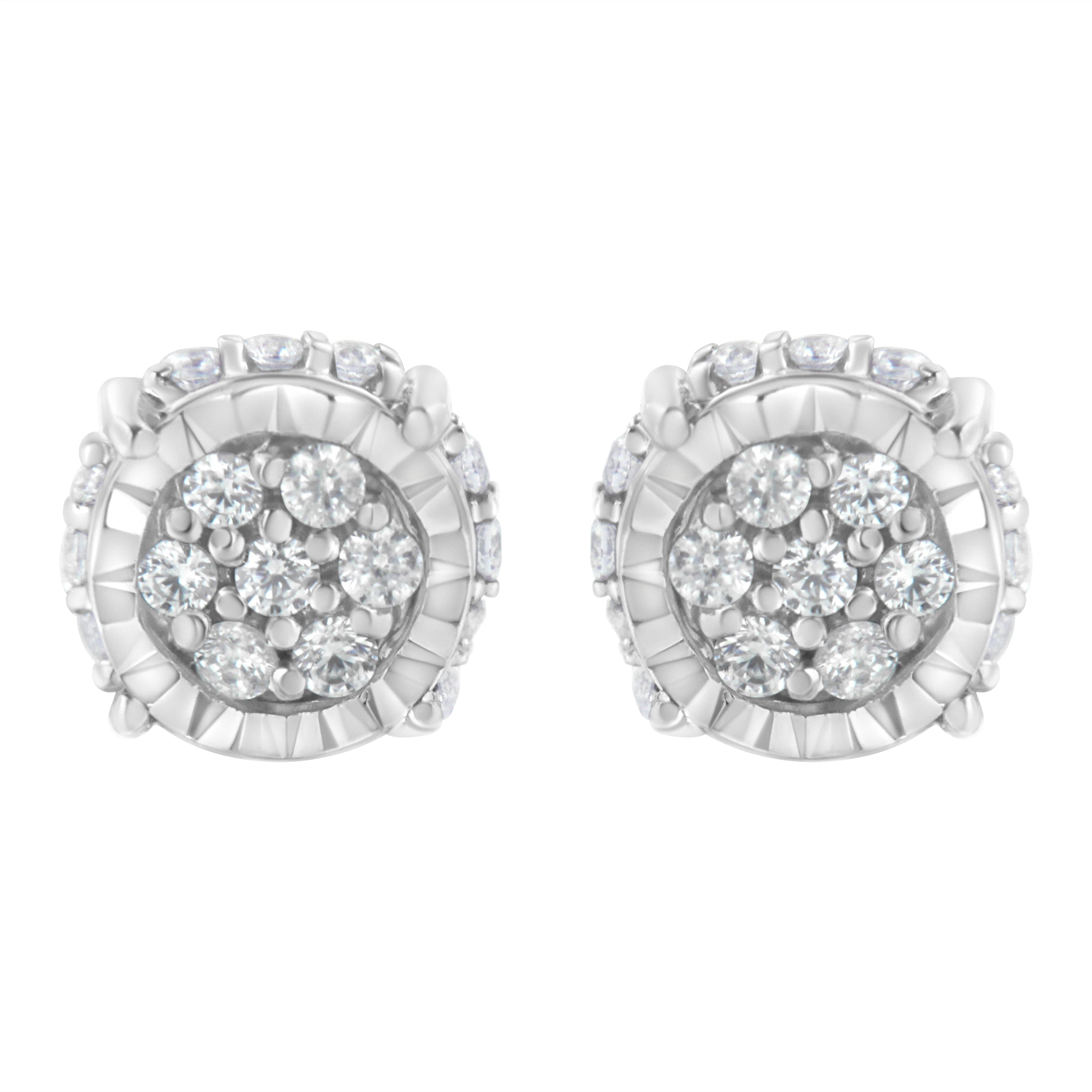.925 Sterling Silver 1/3 cttw Round-cut Diamond Floral Stud Earring I-J Clarity, I3 Color on sale at MyriadMart