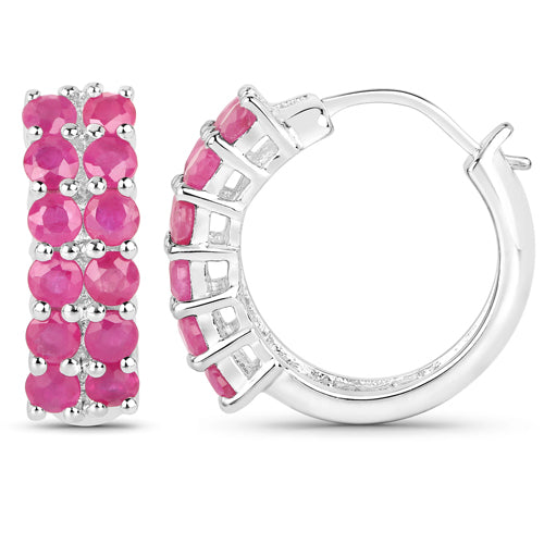 3.12 Carat Genuine Ruby .925 Sterling Silver Earrings on sale at MyriadMart