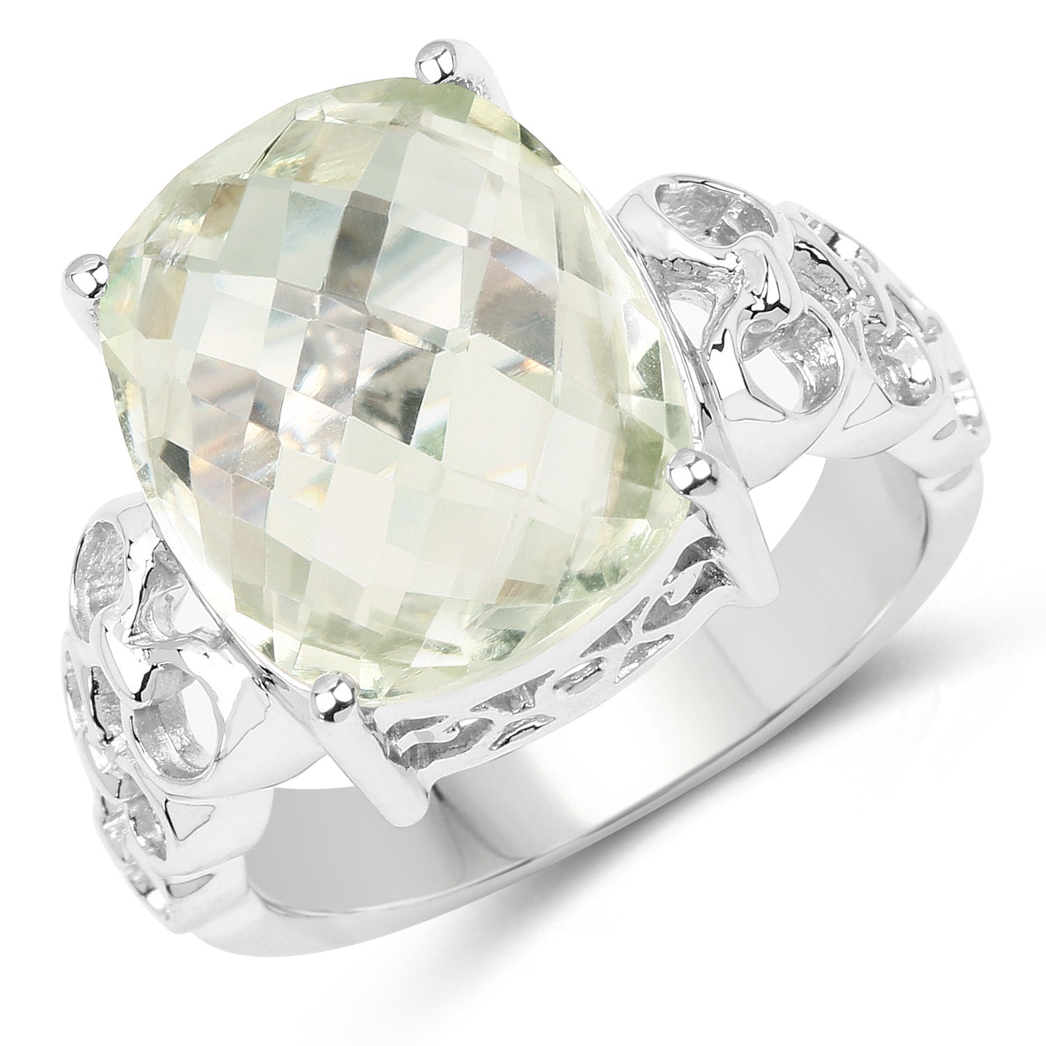 6.74 Carat Genuine Green Amethyst .925 Sterling Silver Ring on sale at MyriadMart