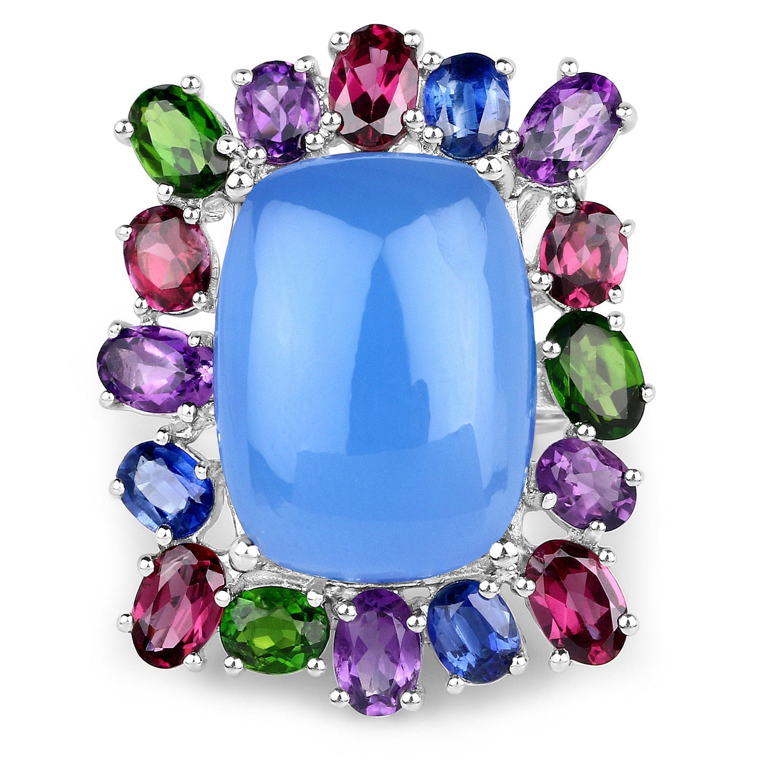 26.67 Carat Genuine Multi Stones .925 Sterling Silver Ring on sale at MyriadMart