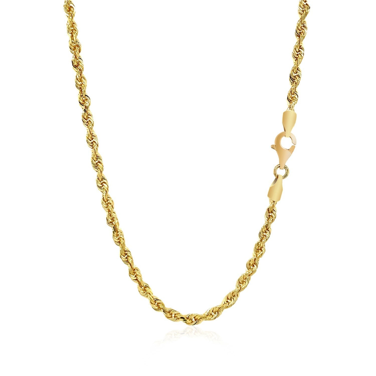3.0mm 14k Yellow Gold Solid Diamond Cut Rope Chain on sale at MyriadMart