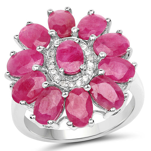 5.83 Carat Genuine Ruby and White Zircon .925 Sterling Silver Ring on sale at MyriadMart