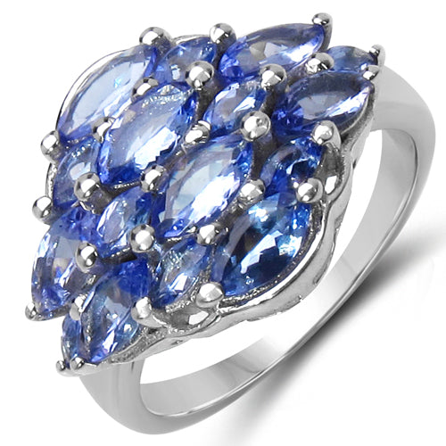2.48 Carat Genuine Tanzanite .925 Sterling Silver Ring on sale at MyriadMart