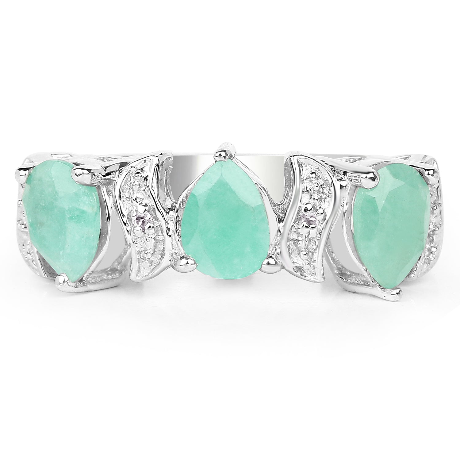 1.87 Carat Genuine Emerald and White Topaz .925 Sterling Silver Ring on sale at MyriadMart