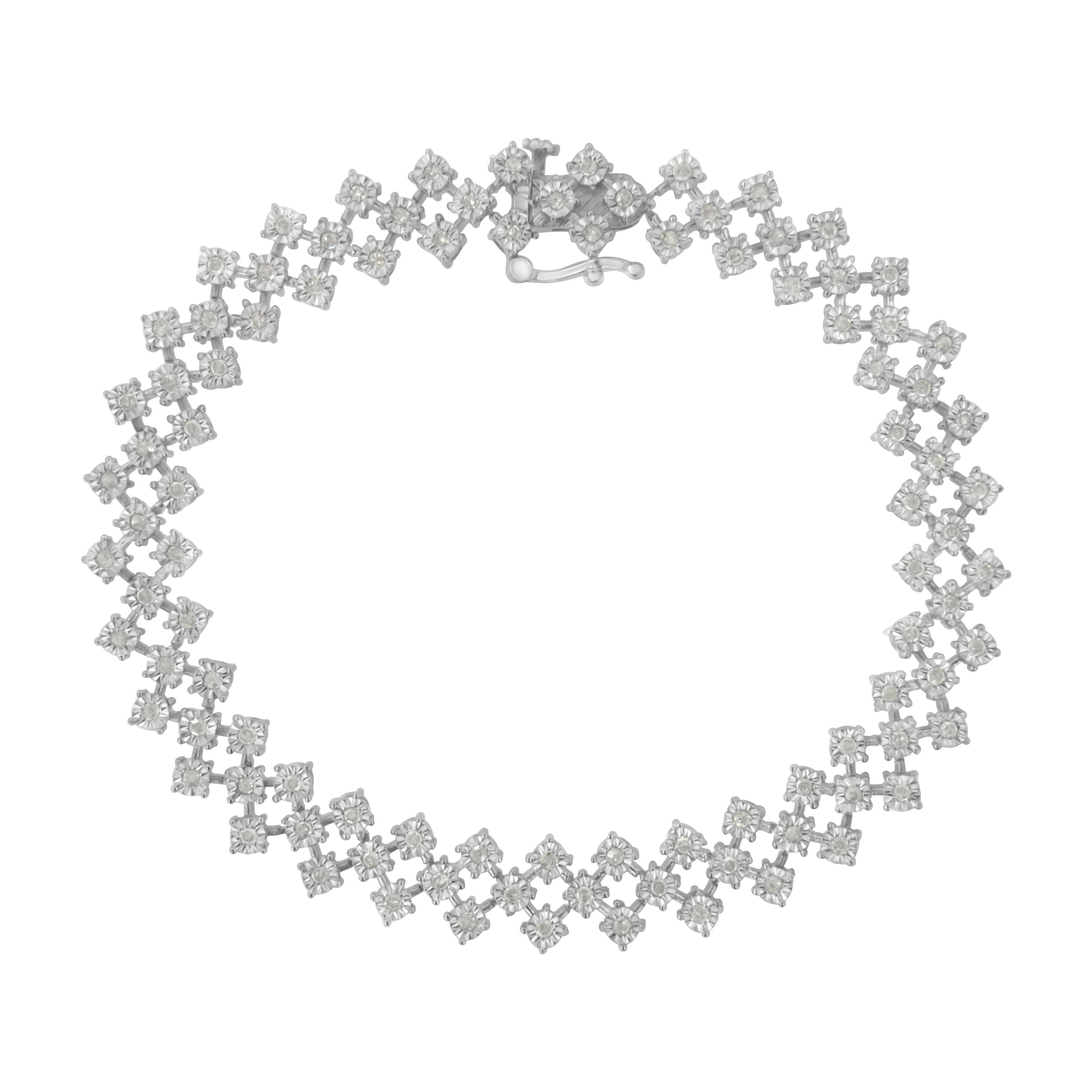 .925 Sterling Silver 1.0 cttw Miracle-Set Round Diamond "Zig Zag" Link Bracelet I-J Color, I3 Clarity -7.25 on sale at MyriadMart