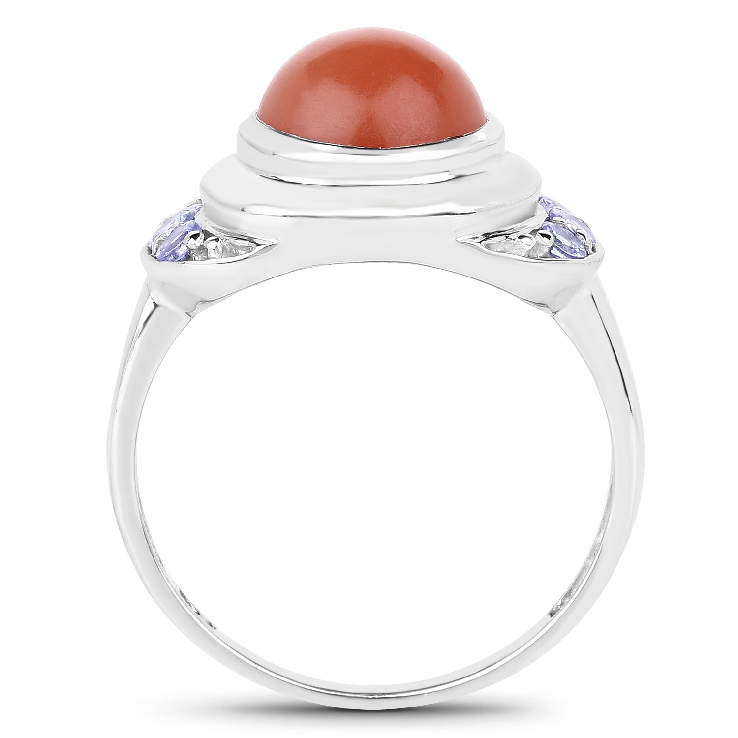 3.01 Carat Genuine Peach Moonstone and Tanzanite .925 Sterling Silver Ring on sale at MyriadMart