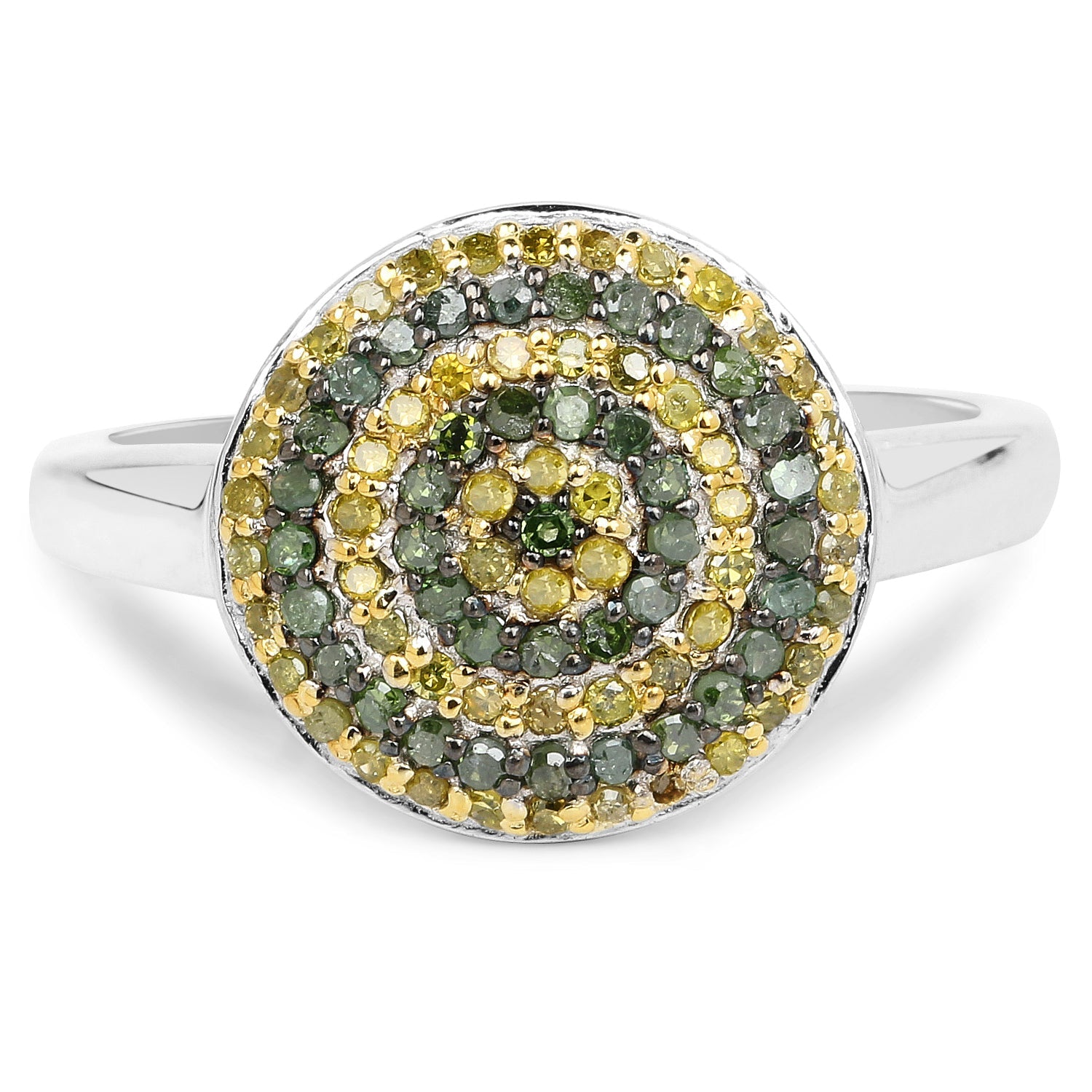 0.39 Carat Genuine Green Diamond and Yellow Diamond .925 Sterling Silver Ring on sale at MyriadMart