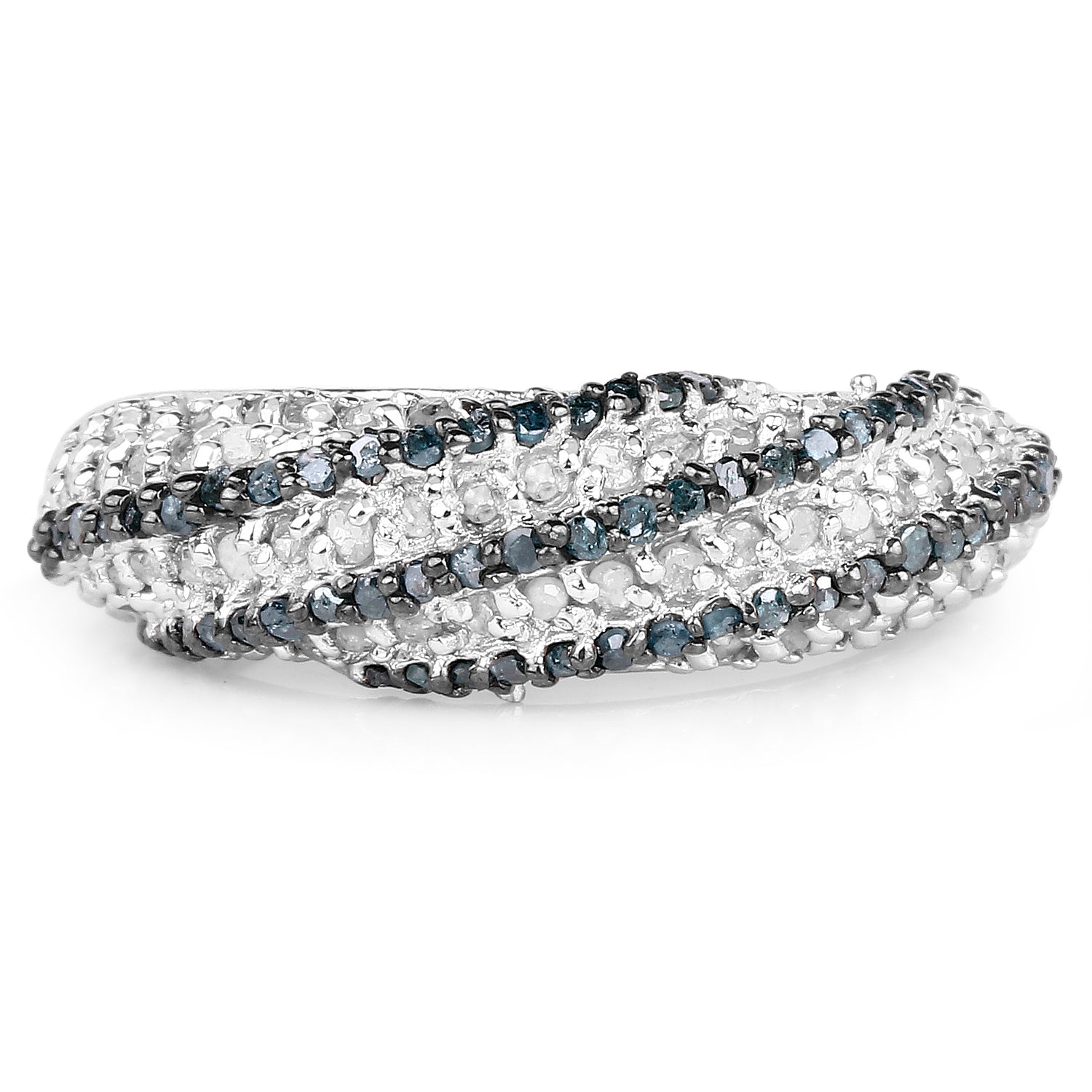 1.25 Carat Genuine Blue Diamond & White Diamond .925 Sterling Silver Ring on sale at MyriadMart