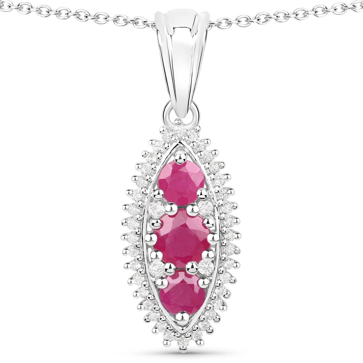 4.32 Carat Genuine Ruby and White Topaz .925 Sterling Silver 3 Piece Jewelry Set Ring, Earrings, and Pendant w/ Chain on sale at MyriadMart