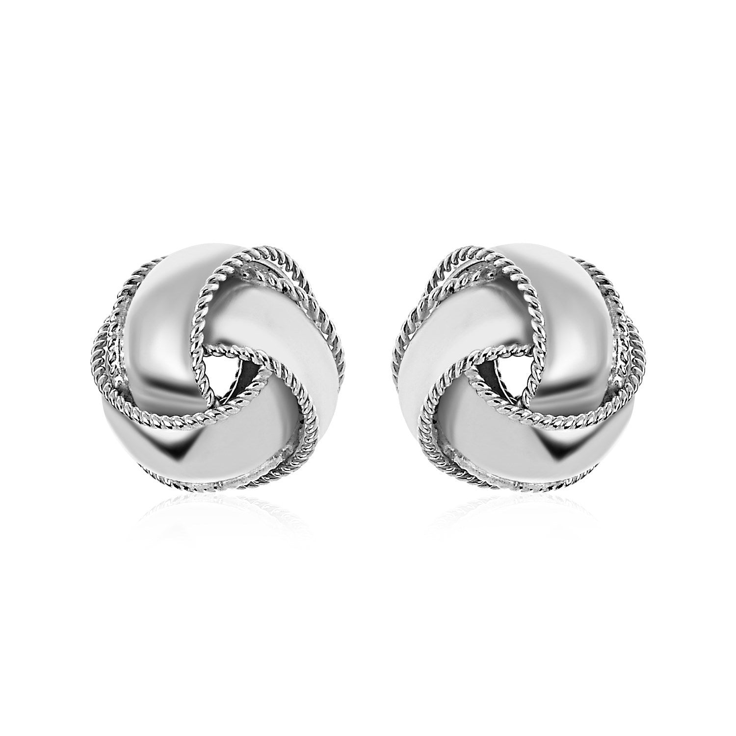 Textured and Polished Love Knot Earrings in Sterling Silver on sale at MyriadMart
