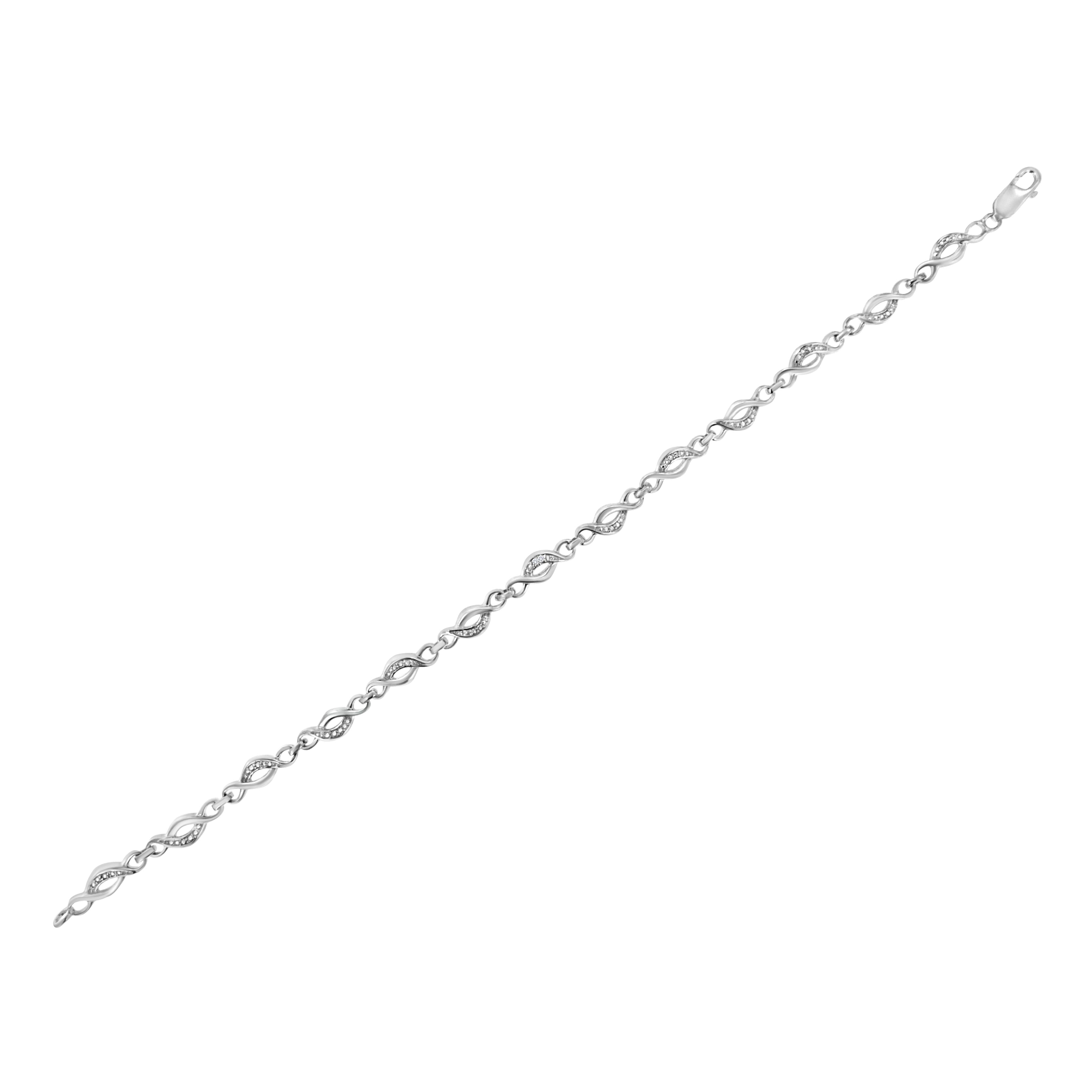 .925 Sterling Silver Prong Set Diamond Accent Curved Spiral Link Bracelet I-J Color, I3 Clarity - 7.25" on sale at MyriadMart