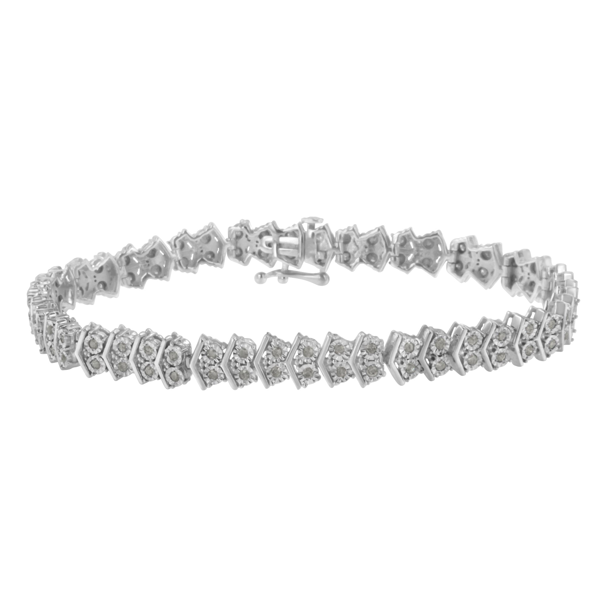 .925 Sterling Silver 1.0 cttw Diamond "Arrow" Shape Tennis Link Bracelet I-J Color, I3 Clarity -7.25" on sale at MyriadMart