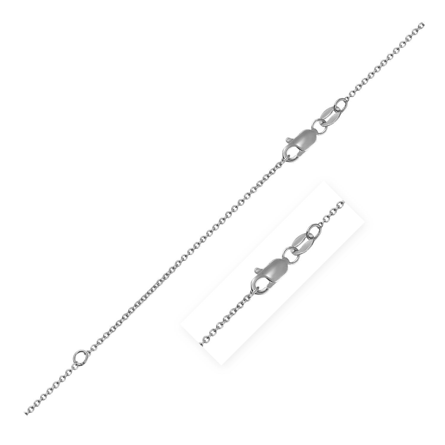 Extendable Cable Chain in 18k White Gold 1.00 mm on sale at MyriadMart