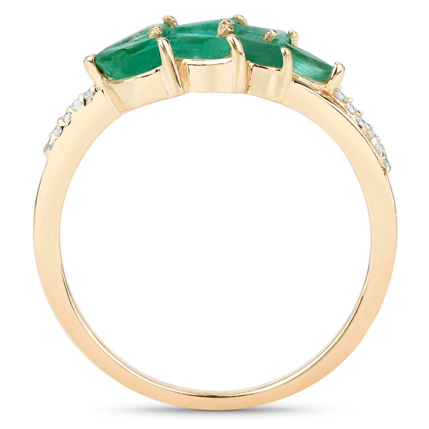 0.68 Carat Genuine Zambian Emerald and White Diamond 14K Yellow Gold Ring on sale at MyriadMart