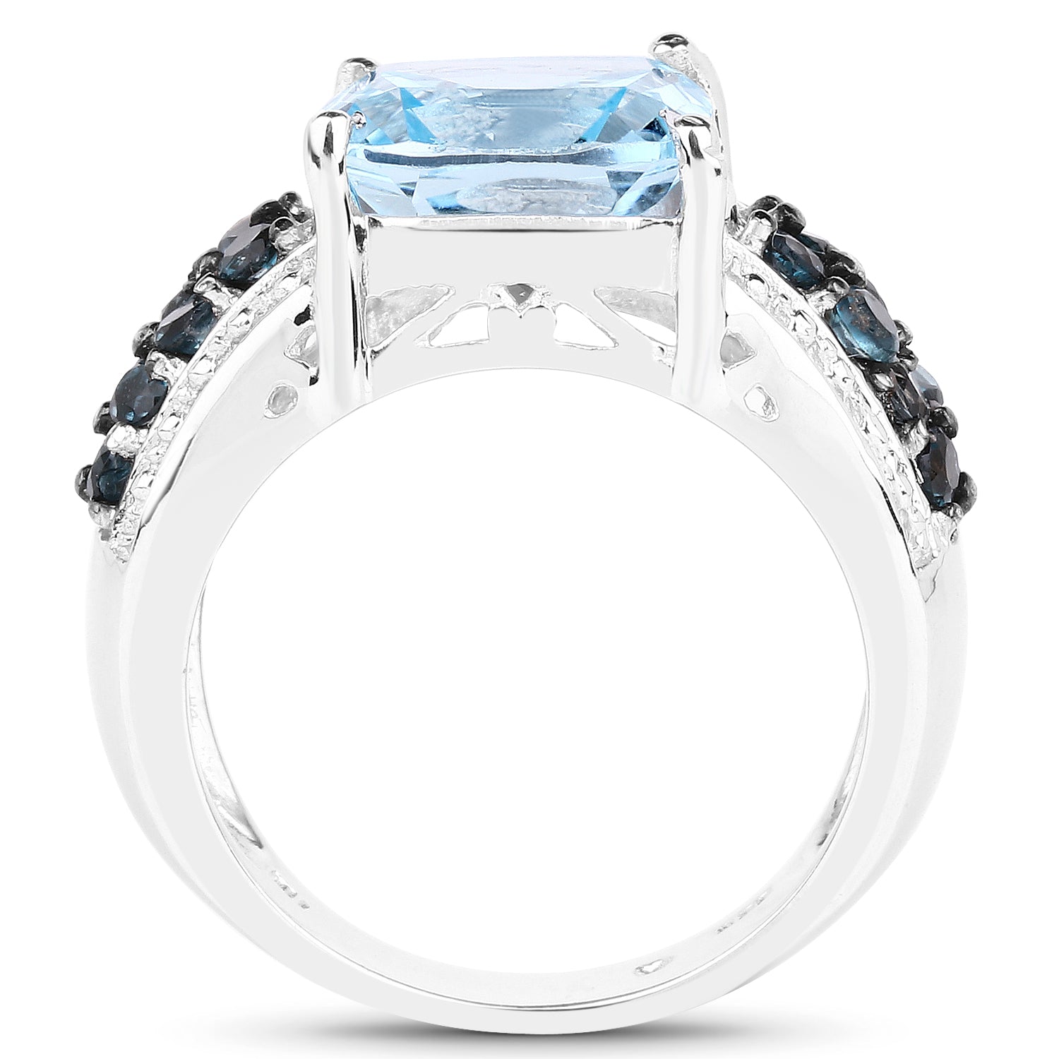 4.98 Carat Genuine Blue Topaz and London Blue Topaz .925 Sterling Silver Ring on sale at MyriadMart