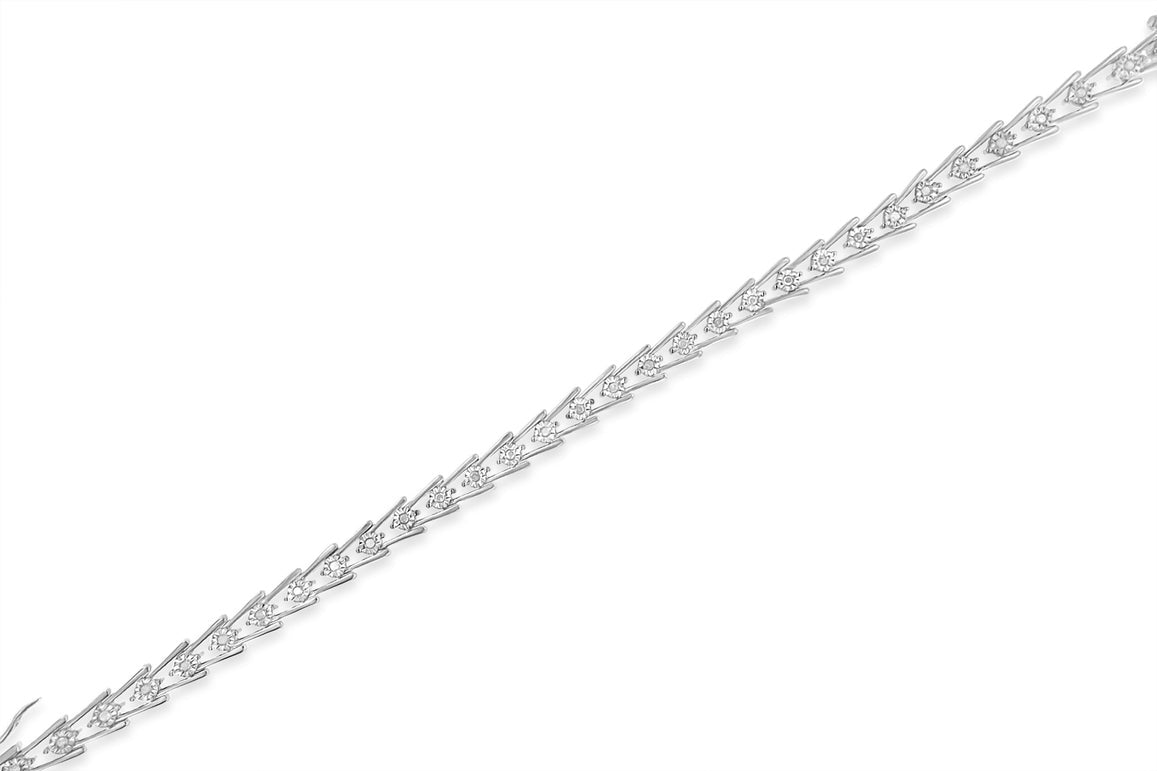 Sterling Silver Diamond Wave-Style Link Bracelet 0.5 cttw, I-J Color, I3 Clarity on sale at MyriadMart