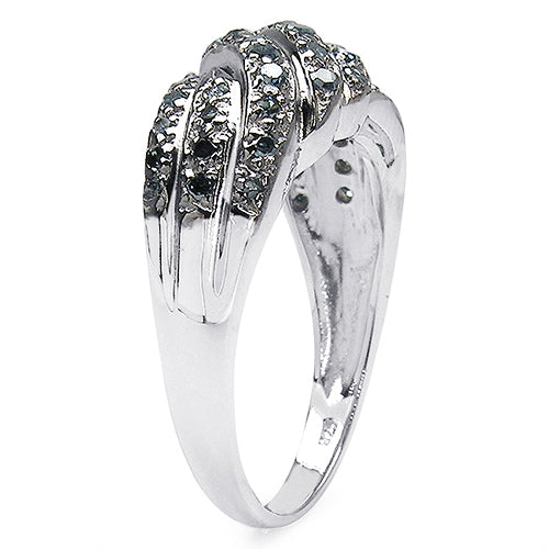 0.36 Carat Genuine Blue Diamond .925 Sterling Silver Ring on sale at MyriadMart