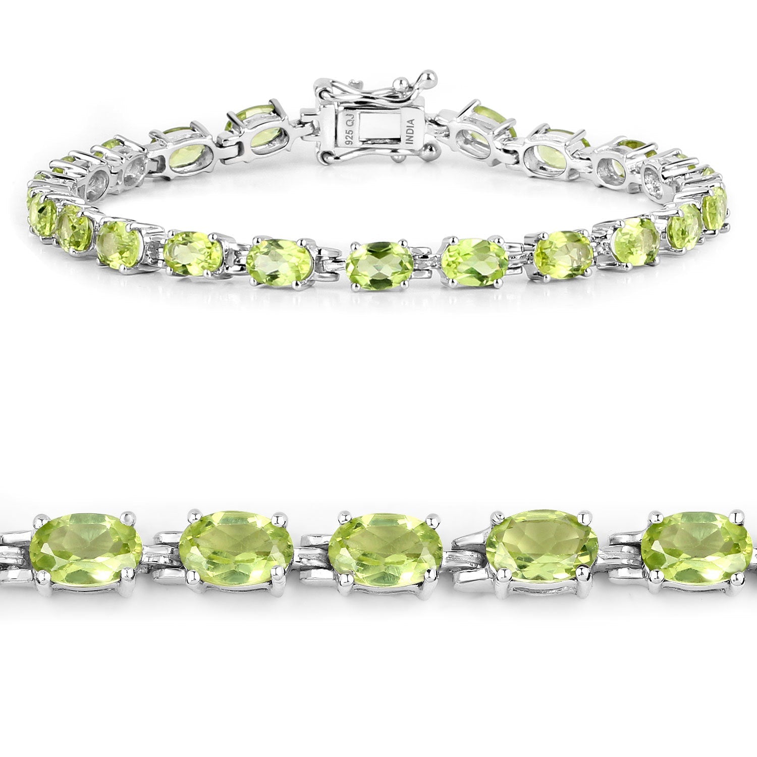 8.61 Carat Genuine Peridot .925 Sterling Silver Bracelet on sale at MyriadMart