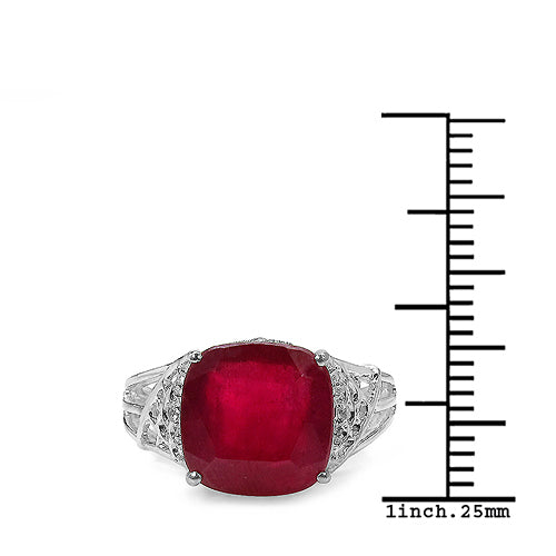 4.20 ct. t.w. Glass Filled Ruby and White Topaz Ring in Sterling Silver on sale at MyriadMart