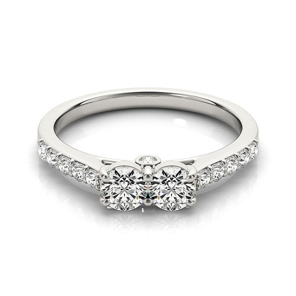 14k White Gold Round Two Stone Diamond Ring 3/4 cttw on sale at MyriadMart