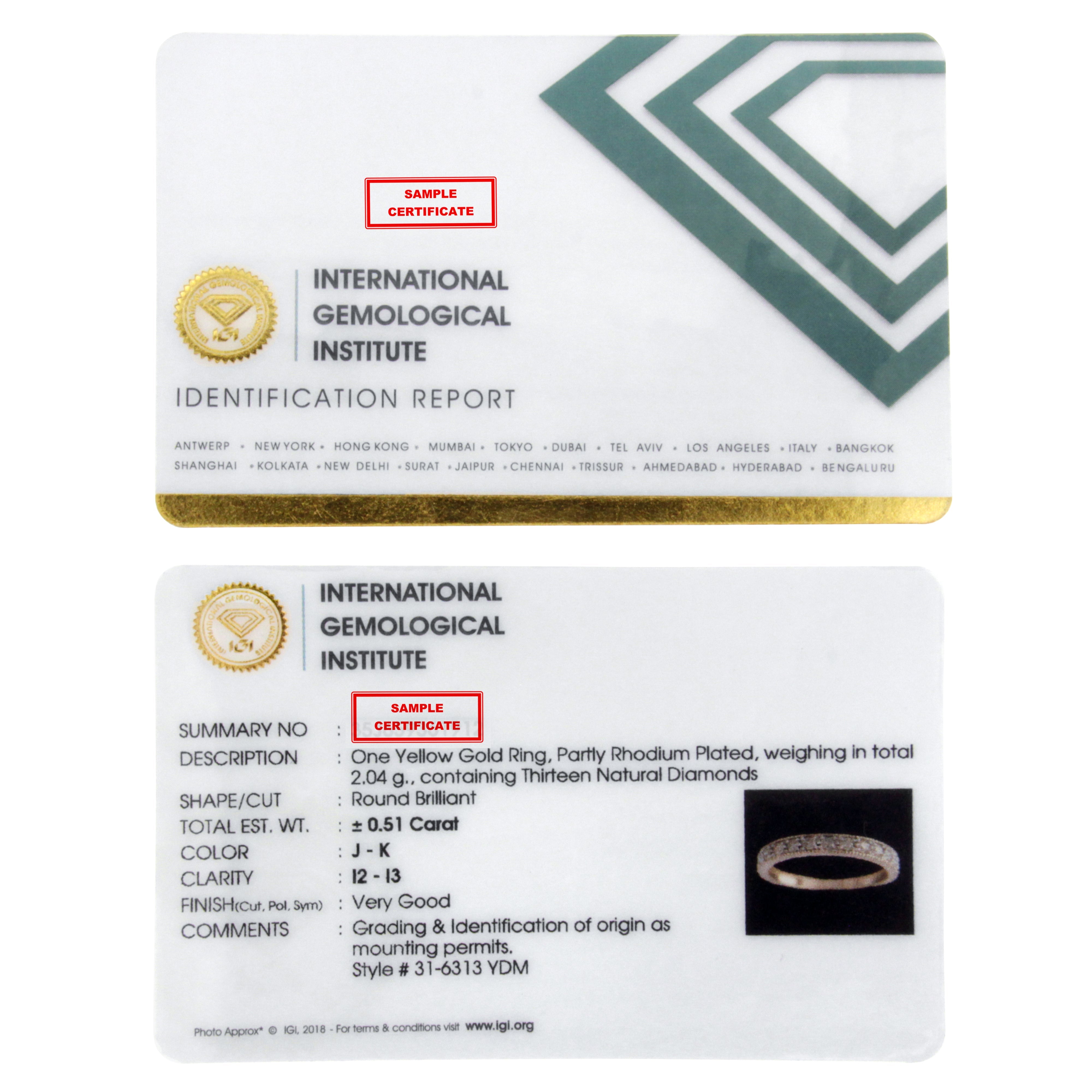 IGI Certified 1/2 Cttw Diamond 10K Yellow Gold Prong Set Beaded Milgrain Band Style Ring J-K Color, I2-I3 Clarity - Size 7 on sale at MyriadMart