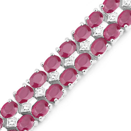 20.03 Carat Glass Filled Ruby and White Topaz .925 Sterling Silver Bracelet on sale at MyriadMart