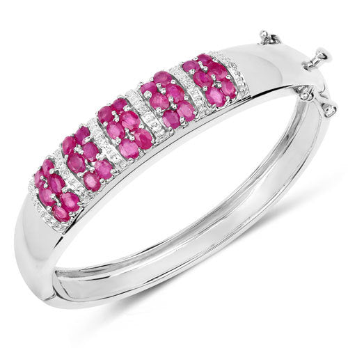 6.65 Carat Genuine Ruby and White Topaz .925 Sterling Silver Bracelet on sale at MyriadMart