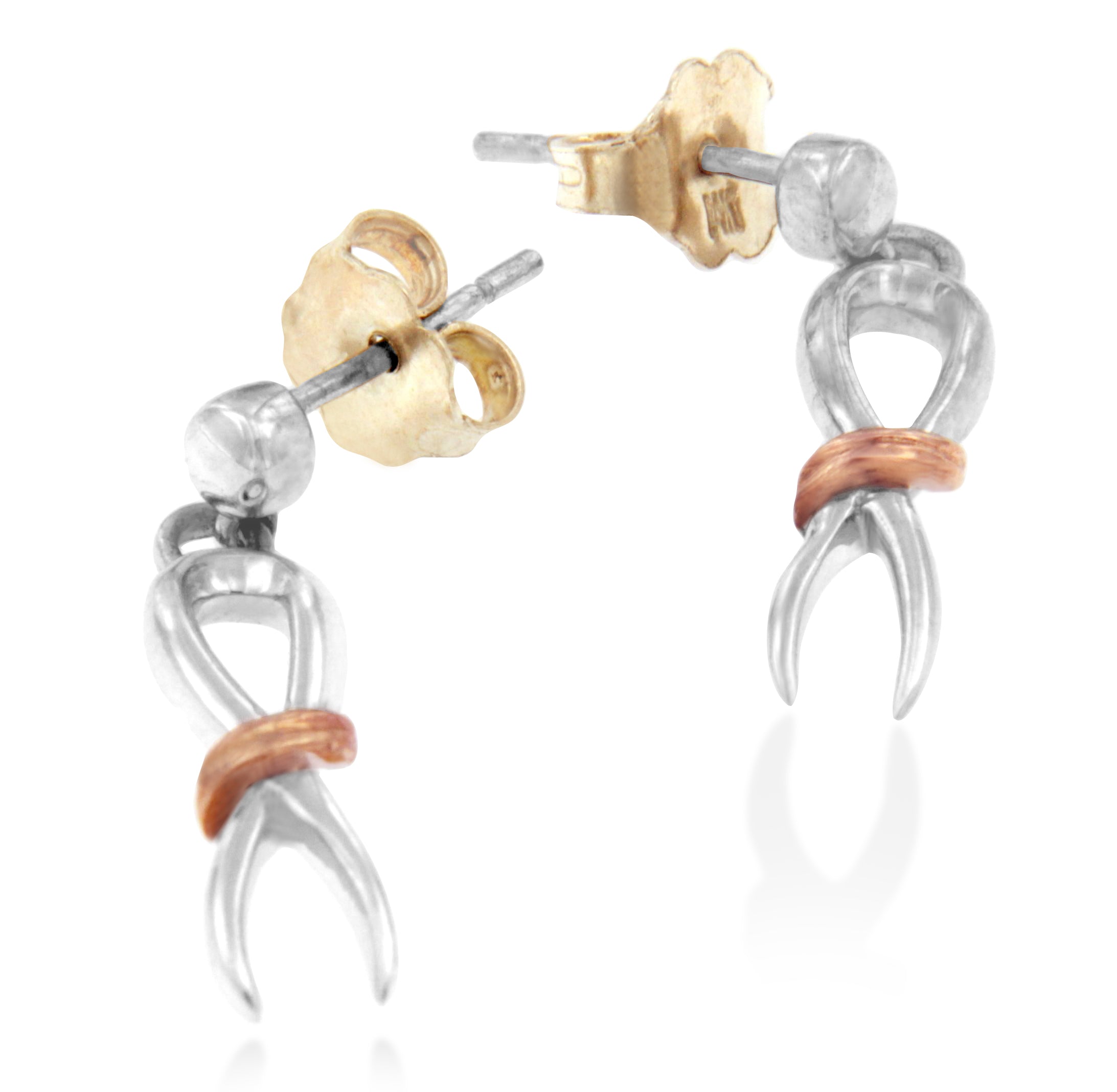 10K Two-Toned Gold Flash Plated .925 Sterling Silver Awareness Ribbon Dangle Earrings on sale at MyriadMart