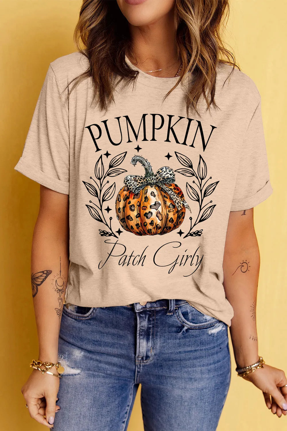 Pumpkin Graphic Round Neck Short Sleeve T-Shirt - MyriadMart