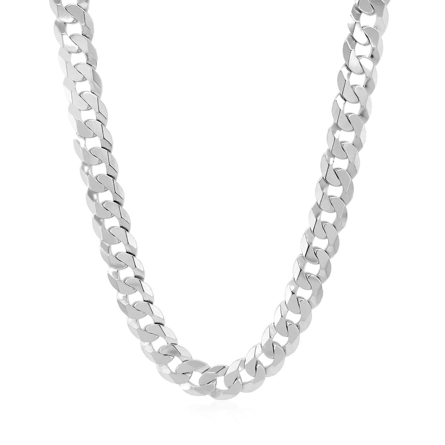 Rhodium Plated 7.2mm Sterling Silver Curb Style Chain on sale at MyriadMart