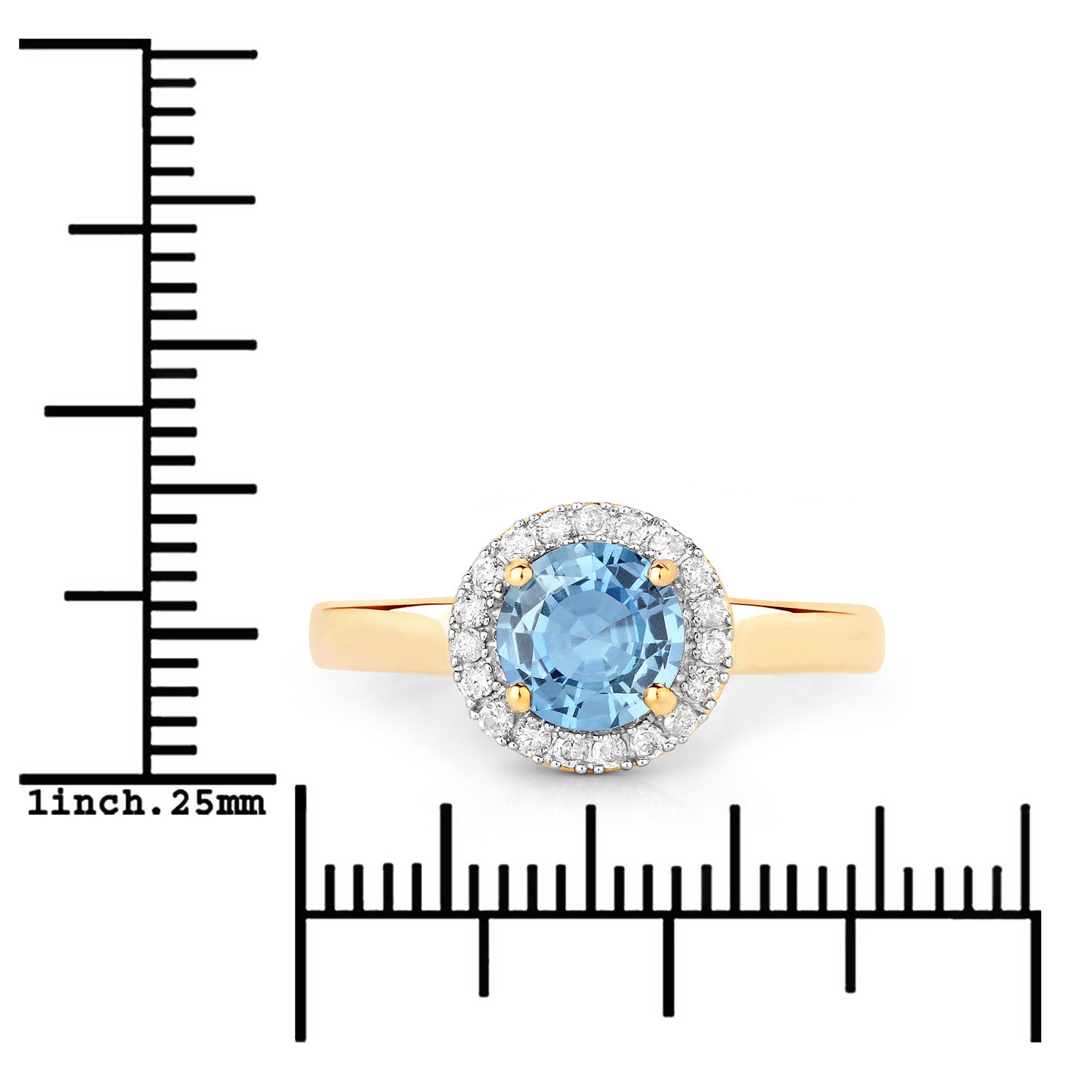 1.03 Carat Genuine Blue Sapphire and White Diamond 14K Yellow Gold Ring on sale at MyriadMart