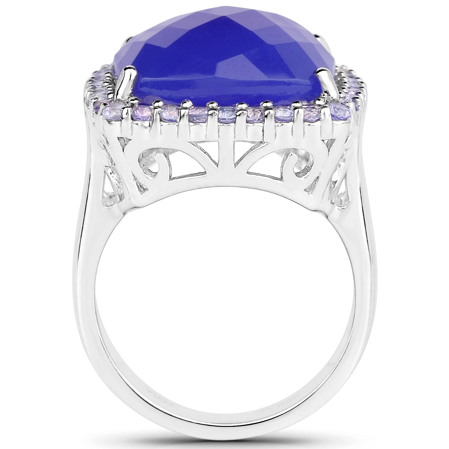 11.56 Carat Genuine Blue Chelcedonia and Tanzanite .925 Sterling Silver Ring on sale at MyriadMart