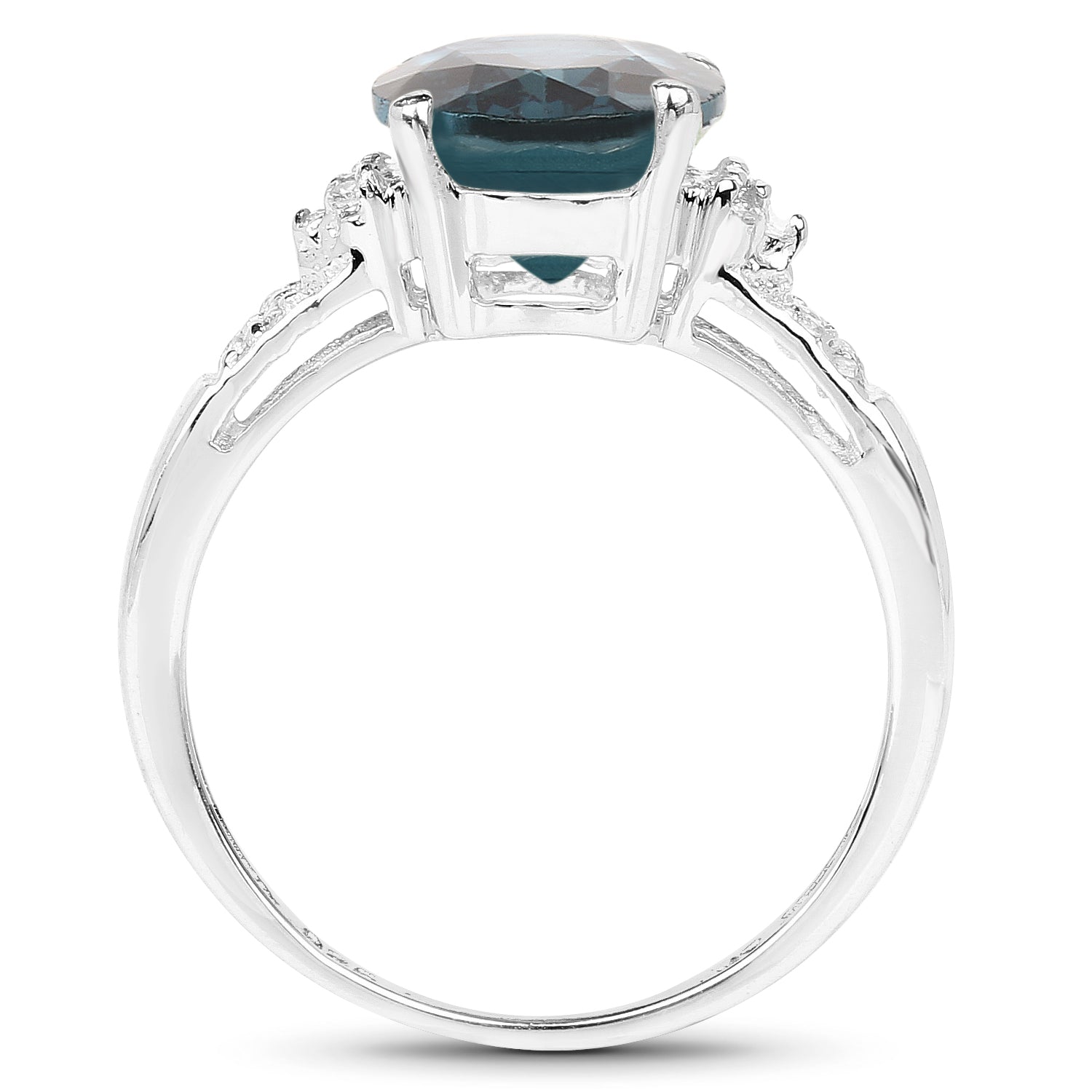 2.64 Carat Genuine London Blue Topaz and White Topaz .925 Sterling Silver Ring on sale at MyriadMart