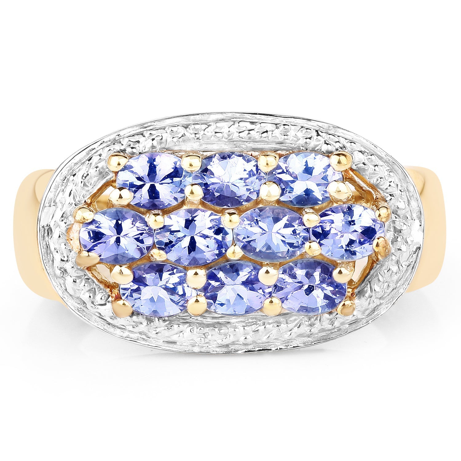 14K Yellow Gold Plated 1.70 Carat Genuine Tanzanite .925 Sterling Silver Ring on sale at MyriadMart