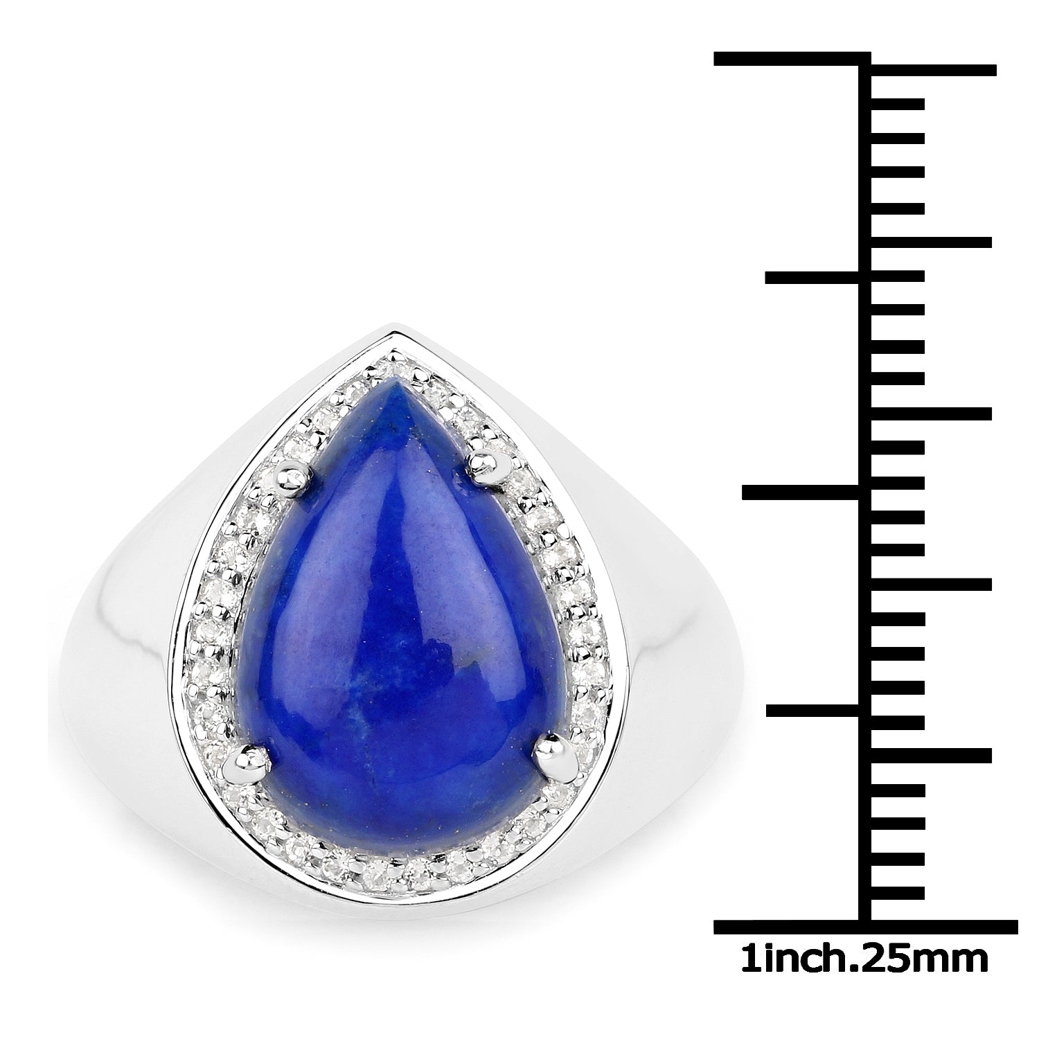 5.52 Carat Genuine Lapis and White Zircon .925 Sterling Silver Ring on sale at MyriadMart