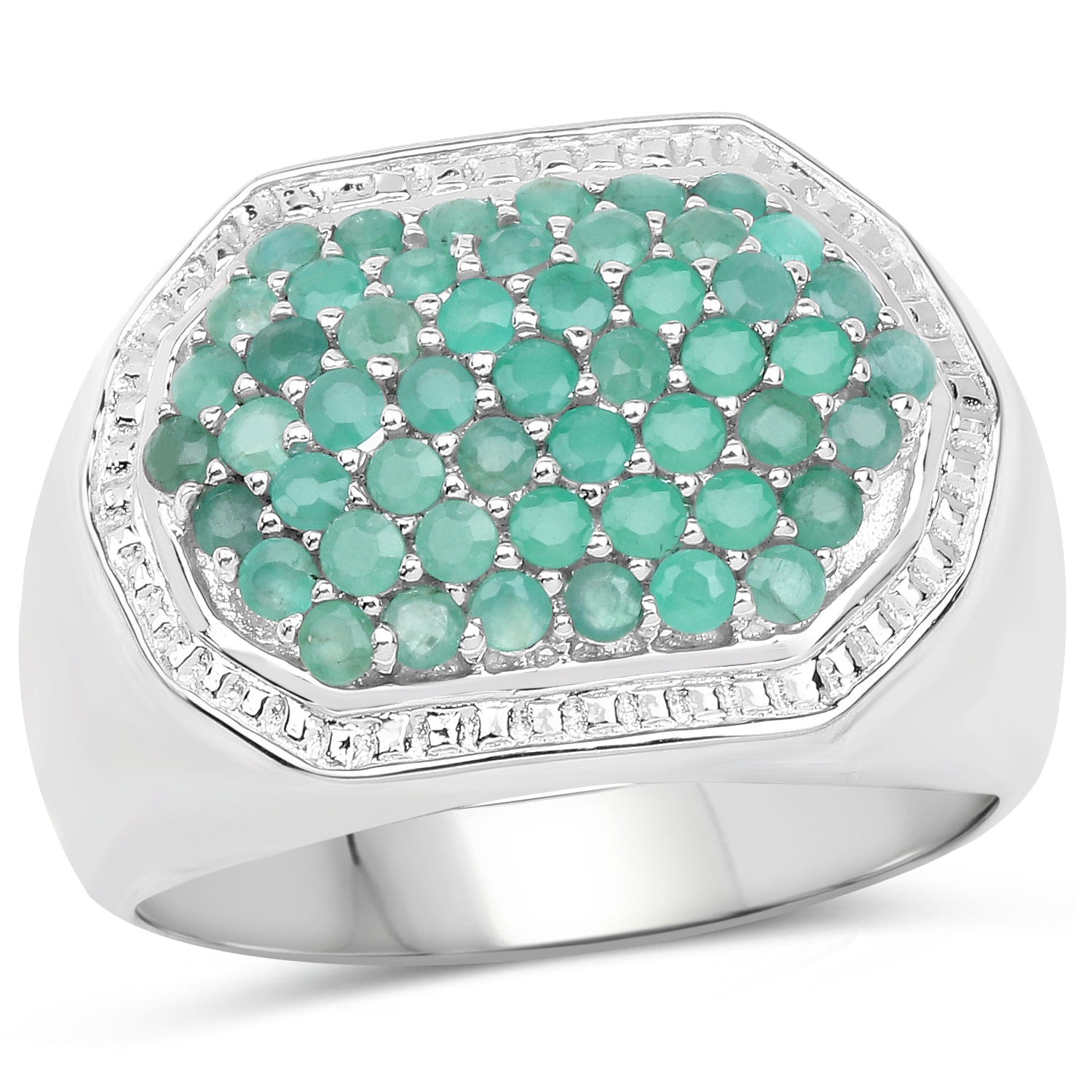 1.43 Carat Genuine Emerald .925 Sterling Silver Ring on sale at MyriadMart