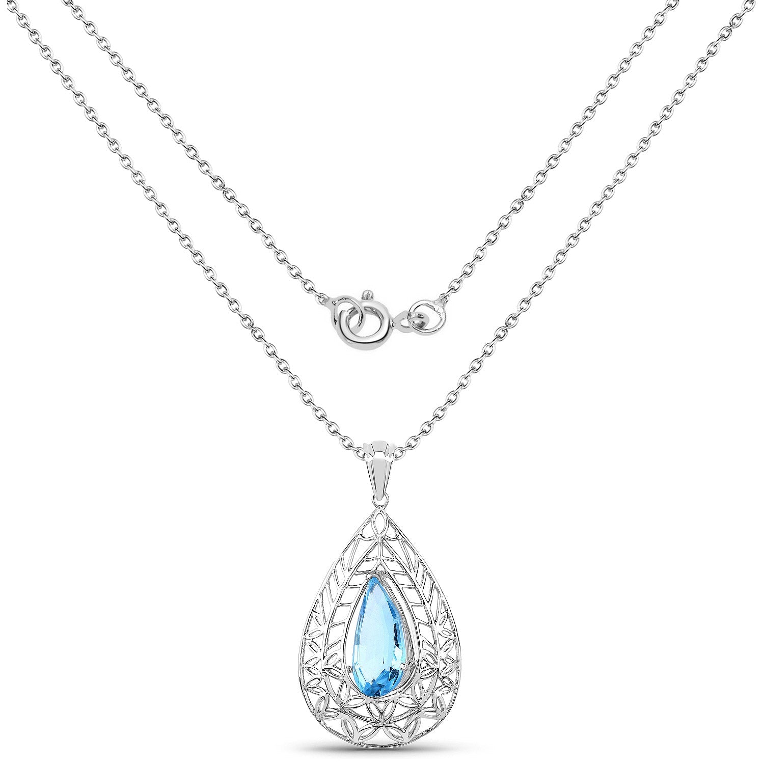 7.20 Carat Genuine Swiss Blue Topaz .925 Sterling Silver Pendant on sale at MyriadMart