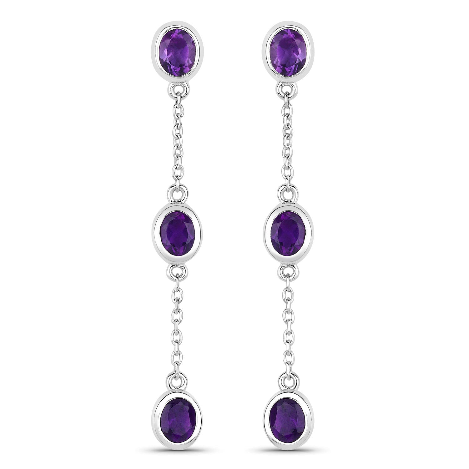 2.04 Carat Genuine Amethyst .925 Sterling Silver Earrings on sale at MyriadMart
