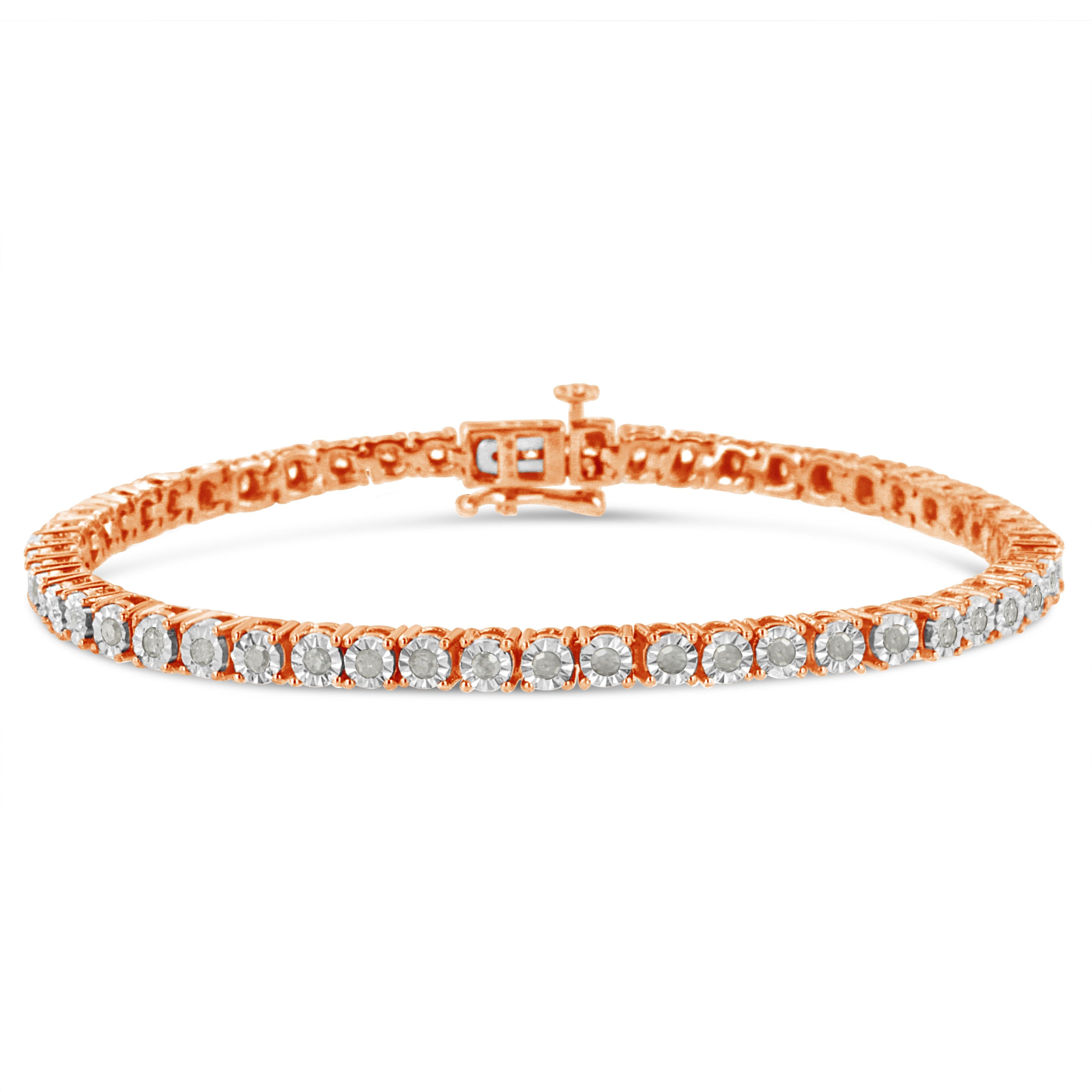 .925 Sterling Silver 1.0 Cttw Miracle-Set Diamond Round Faceted Bezel Tennis Bracelet I-J Color, I3 Clarity - 7" on sale at MyriadMart