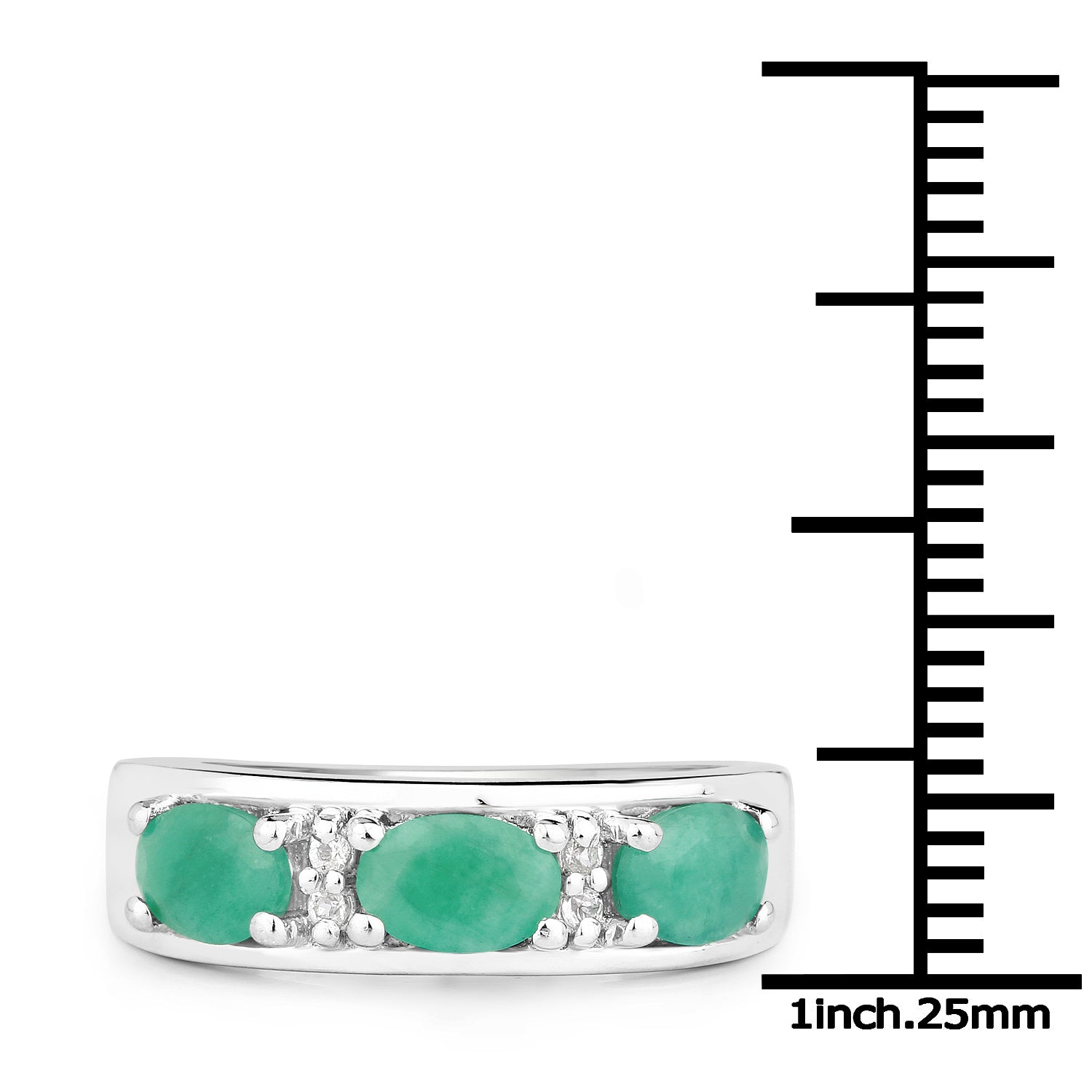 1.38 Carat Genuine Emerald and White Topaz .925 Sterling Silver Ring on sale at MyriadMart