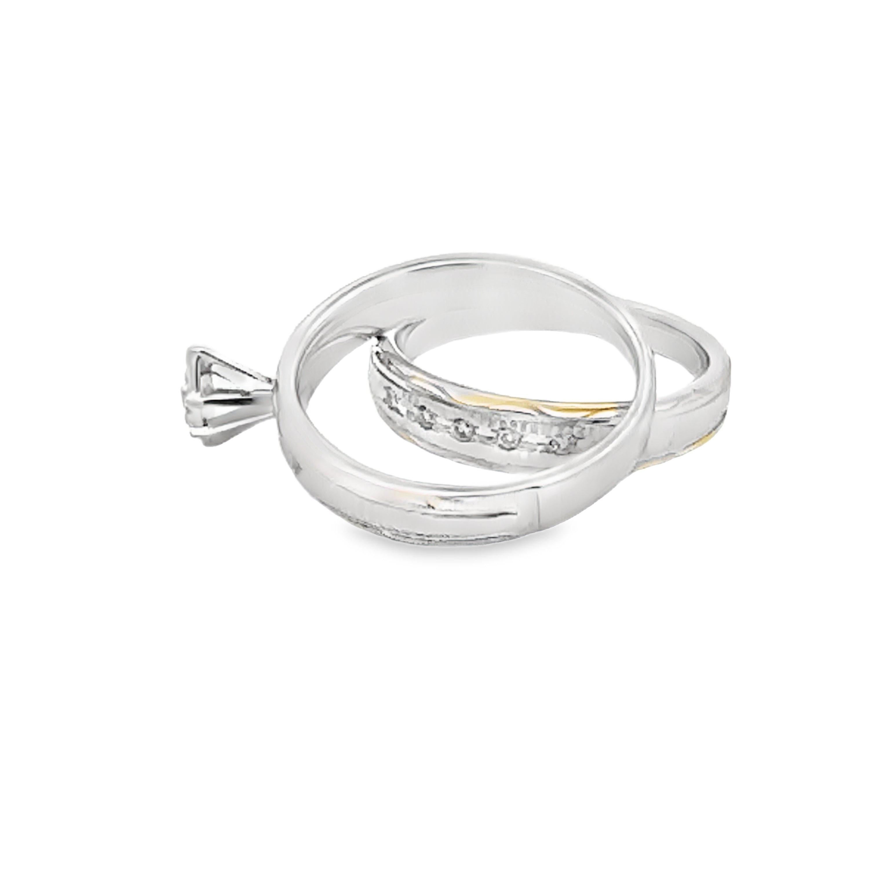 Diamond Engagement Ring Set Sterling Silver 14KT Gold on sale at MyriadMart