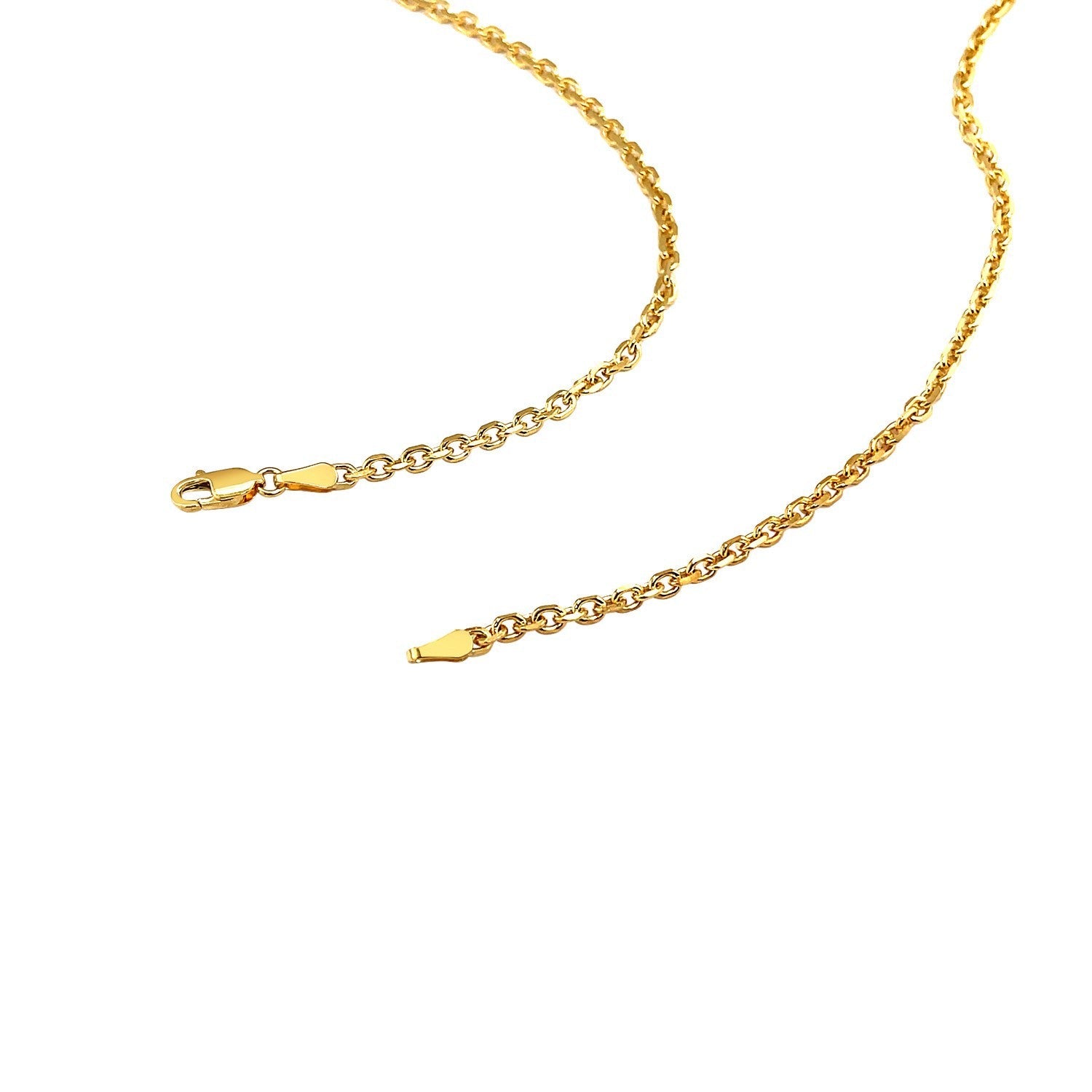 2.6mm 14k Yellow Gold Diamond Cut Cable Link Chain on sale at MyriadMart