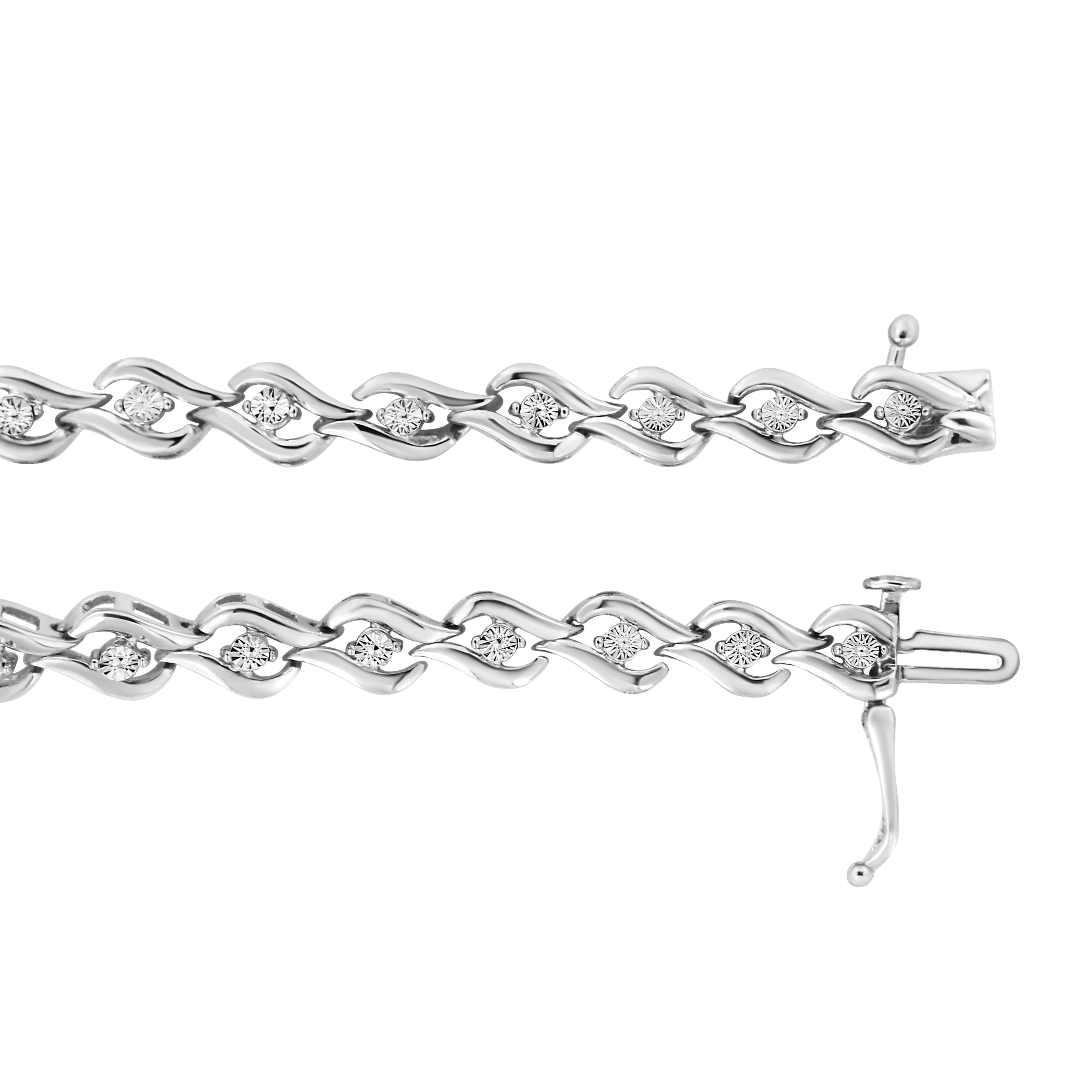 .925 Sterling Silver 1/10 Cttw Round-Cut Diamond Links of Flame Bracelet I-J Color, I3 - 7.25" on sale at MyriadMart